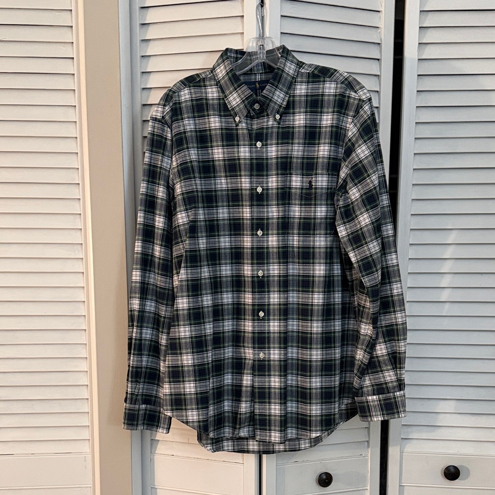 Polo Ralph Lauren Green, Navy and White Plaid Shirt